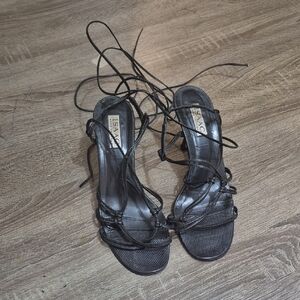 Isaac  Black Lace-Up Heels